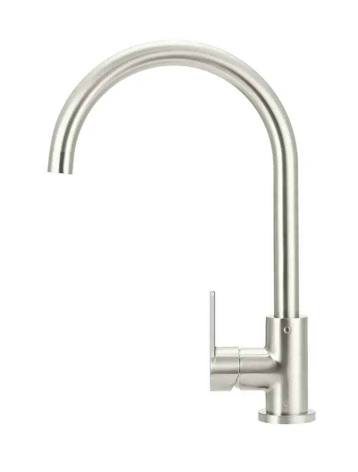 Thumbnail: ROUND GOOSENECK KITCHEN MIXER TAP WITH PADDLE HANDLE 35MM CARTRIDGE