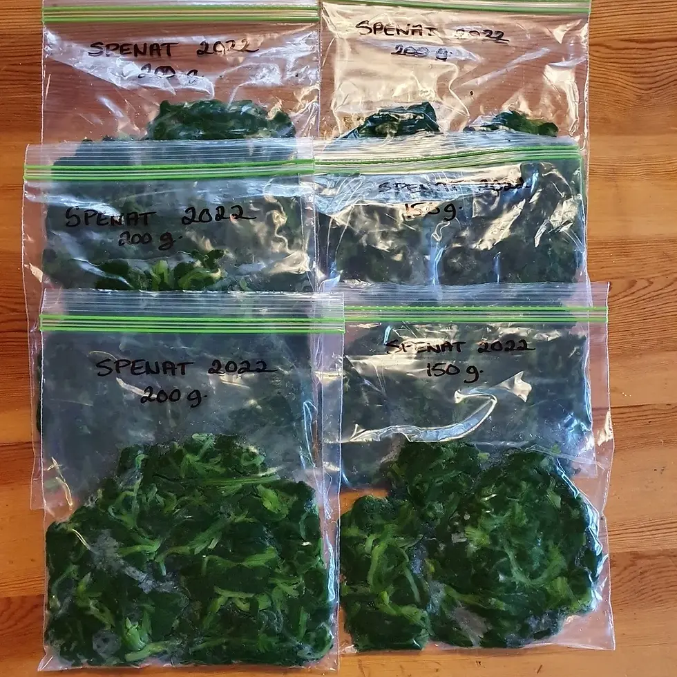 Portionspåsar a 150 gram förvälld spenat