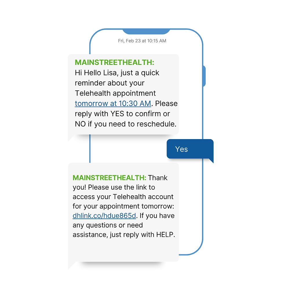 telehealth text example