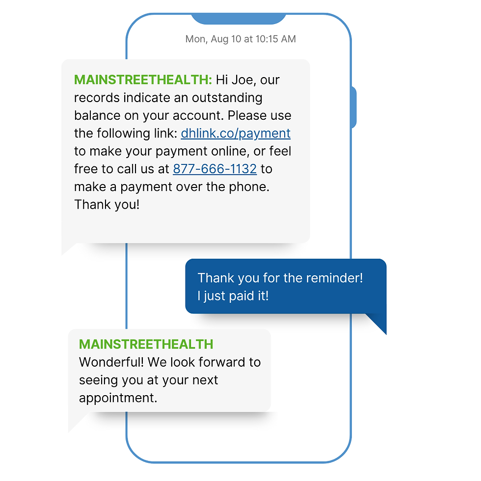 Billing and payment text example
