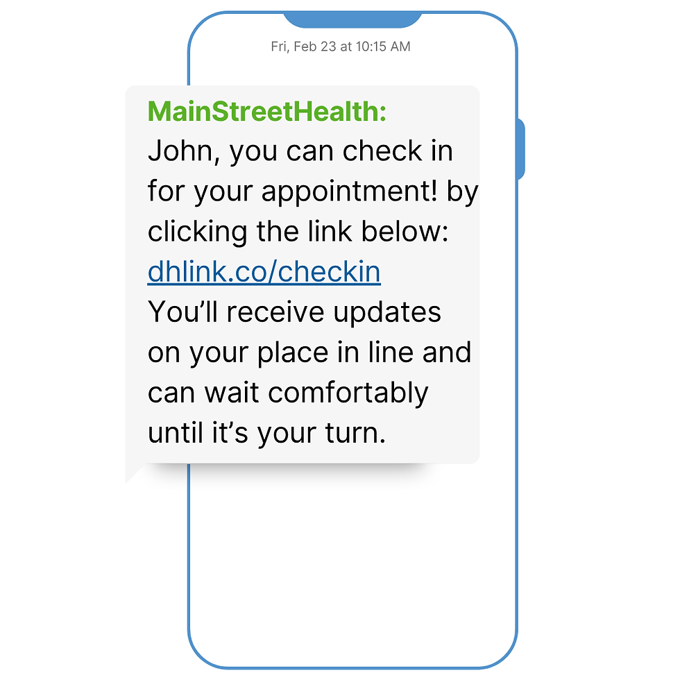 checkin-in and queue management text example