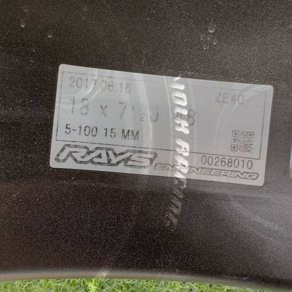 Thumbnail: Rays sticker with text 2017/08/16 13x7JJ 5-100 15MM on wheel. wheels B and B