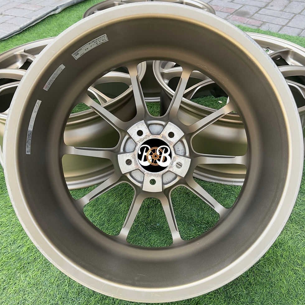 Thumbnail: Bronze rim with B&B logo and spokes. wheels B and B.