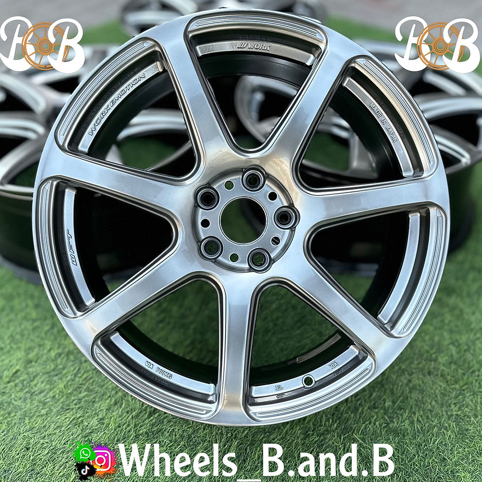 Silver car wheel with B and B text, Wheels B. and B. WORK GNOSIS CV1N wheels B and B