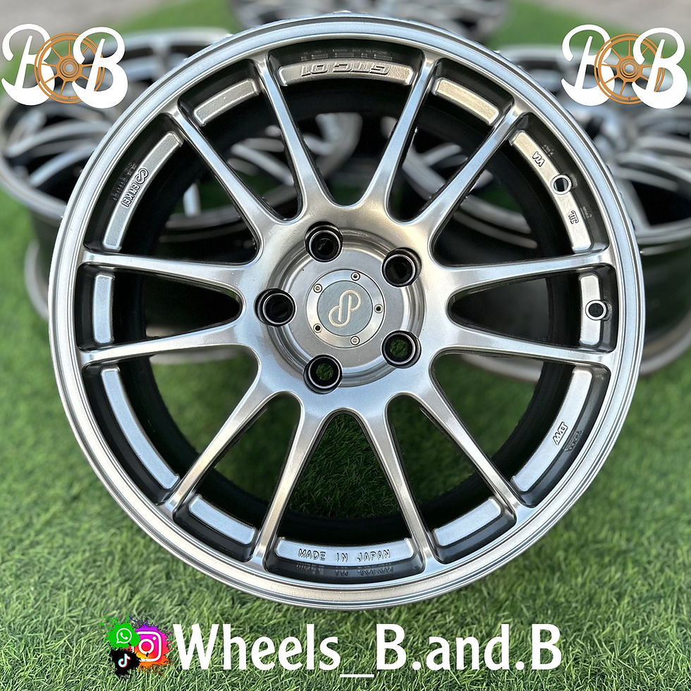 Silver ENKEI RSM9 wheels with BB logo and Wheels_B.and.B text, B and B.