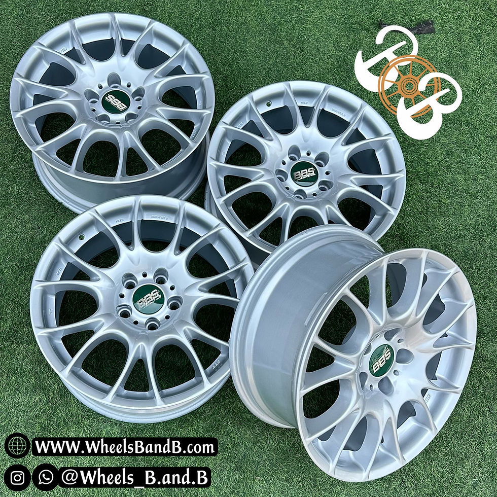 Silver wheels displayed with the text Wheels B and B, WORK MEISTER S1R wheels B and B