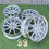Thumbnail: Four silver wheels on green grass, with B and B text. wheels B and B.