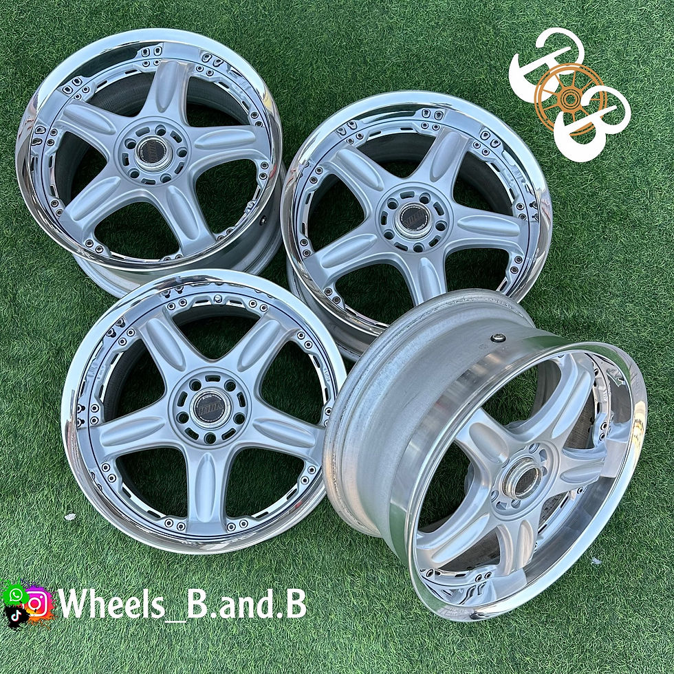 Silver wheels B and B, text Wheels_B.and.B, RAYS GT-C, on green surface, wheels B and B
