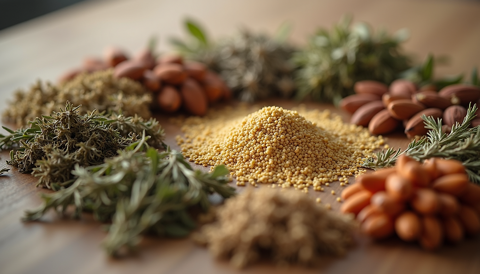 Sacred herbs and seeds for ceremony.