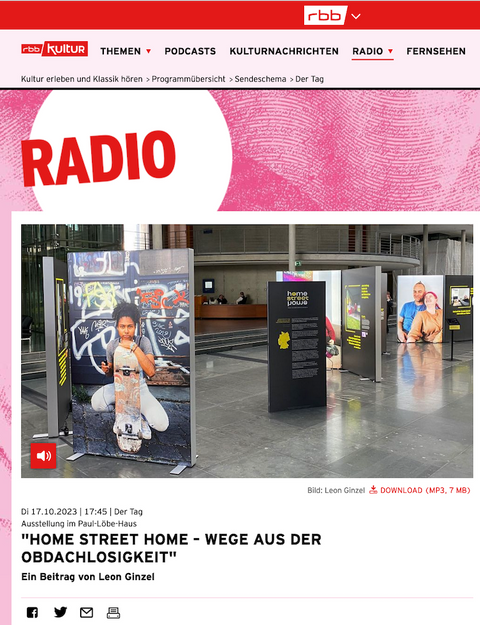 Ausstellung im Paul-Löbe-Haus "Home Street Home – Wege aus der Obdachlosigkeit" . rbbkultur