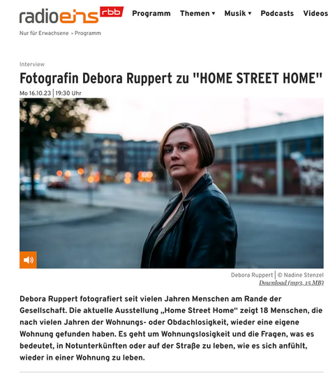 Fotografin Debora Ruppert zu "HOME STREET HOME", Radio Eins