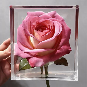 make a block of real rose preserved in transparent resin art.jpg
