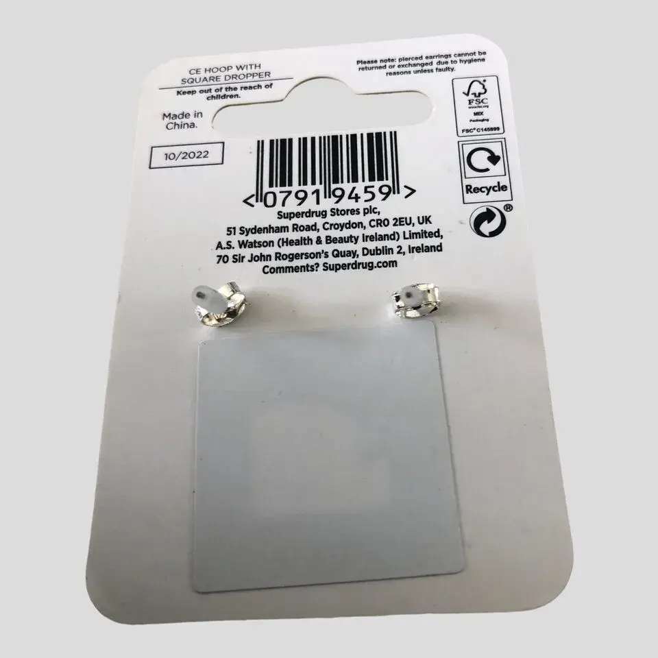 Thumbnail: 100 X Superdrug Silver Tone Hoop Stud With Square