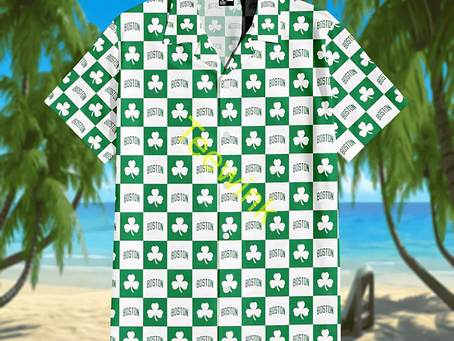 Boston Celtics Clover Checkerboard Hawaiian Shirt for Him