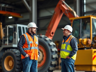 two men discussing safety at the worksite