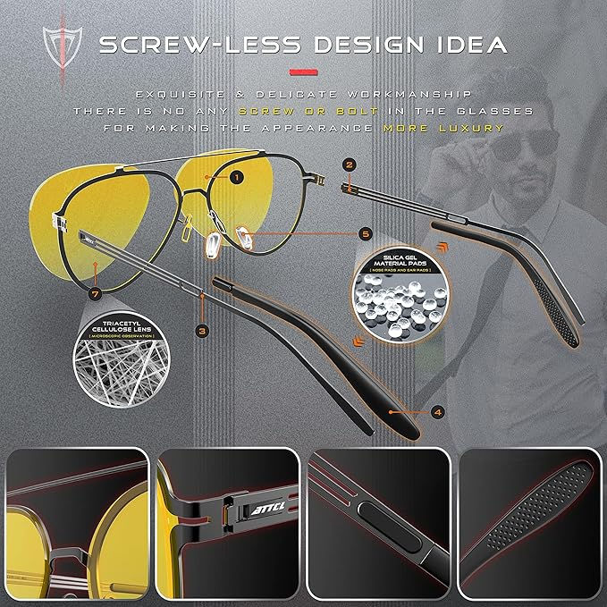 Thumbnail: ATTCL Night Driving Glasses – Yellow Lens Anti-Glare Safety Sunglasses Unisex