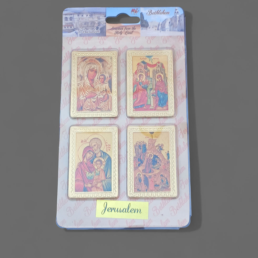 Thumbnail: Bethlehem 4pcs Holy Land Gold Foil Icon Magnet Set | Jesus, Mary,