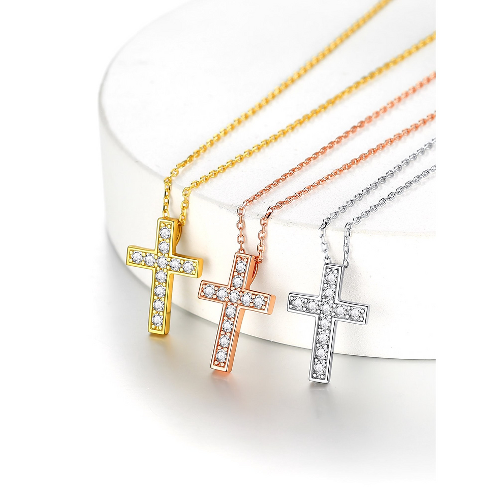 ChainsHouse 925 Sterling Silver Cross Necklace with AAA+ Cubic Zirconia