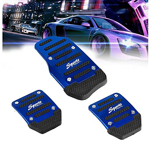 XB-373 Blue Sports Pedal Covers – Non-Slip Manual Car Pedal Kit (Set of 3)