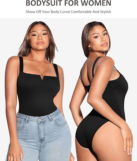 FeelinGirl Square Neck Bodysuit for Women Sleeveless Tummy Control