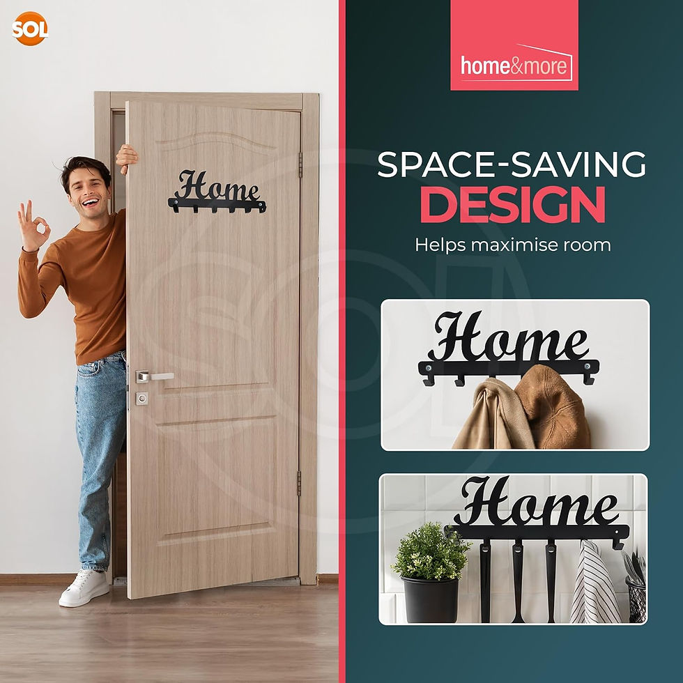 Thumbnail: Home Metal Hanger for Wall | Black Decorative Coat Hook Rack | Heavy-Duty