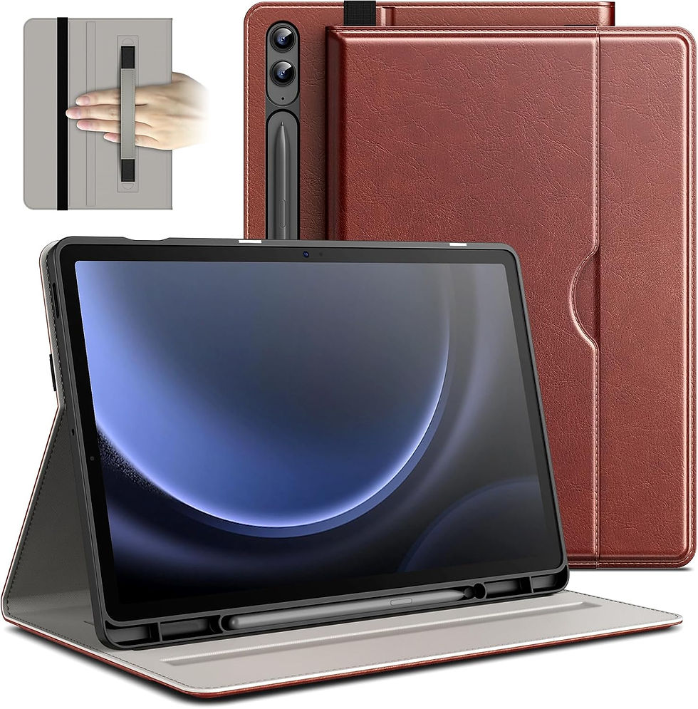 Samsung Galaxy Tab S9 FE+ 12.4" Case w/ S Pen Holder – PU Leather Folio Brown