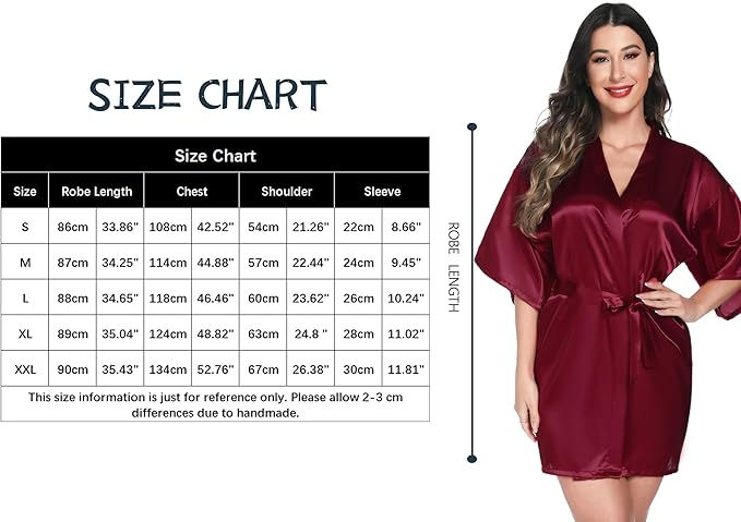 Thumbnail: Vlazom Womens Kimono Robes Dressing Gown Satin Bathrobe