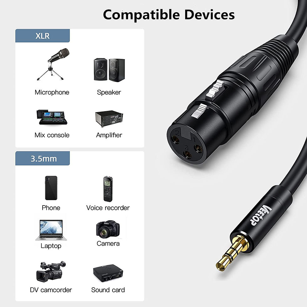 Thumbnail: Veetop 5m 3.5mm to XLR Microphone Cable – XLR Female to 3.5mm TRS Audio Lead
