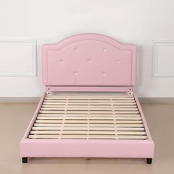 Thumbnail: Kids Pink PVC Leather Single Bed Frame – Toddler/Childrens Bed – NEW (Box Damage