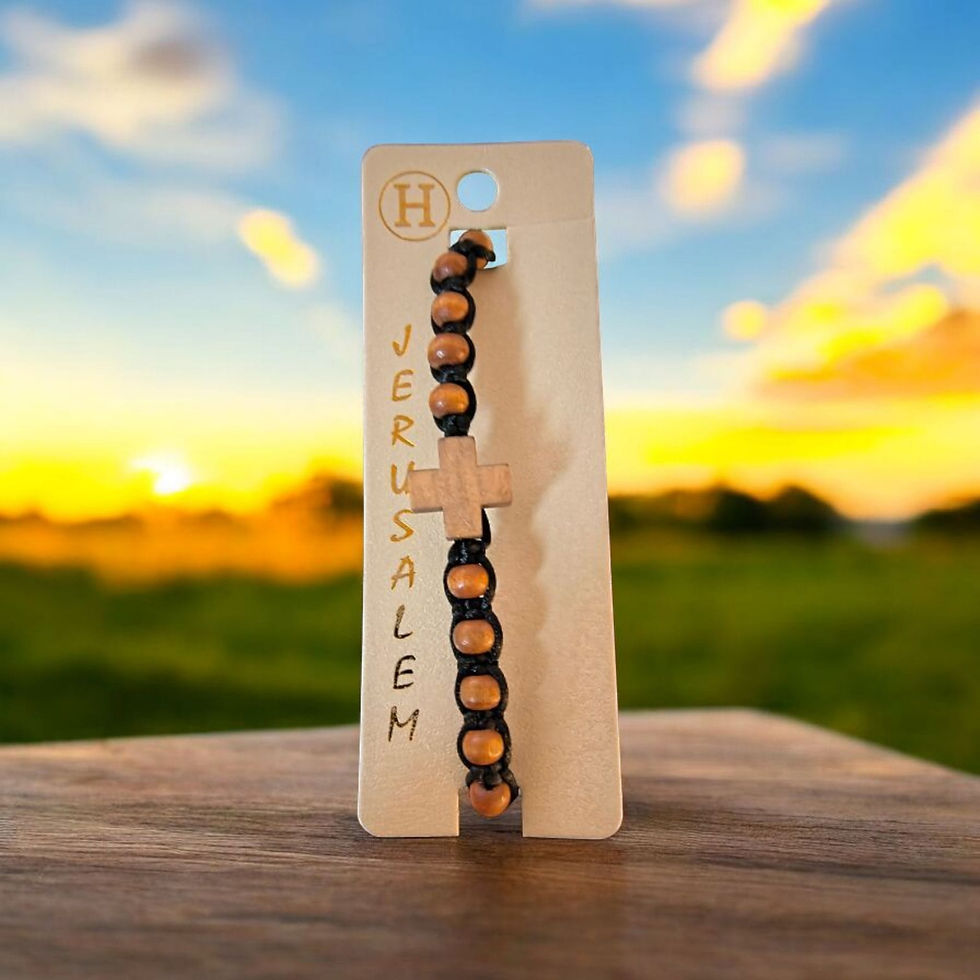 Thumbnail: Holy Land Jerusalem Bracelet-Olive Wood Cross