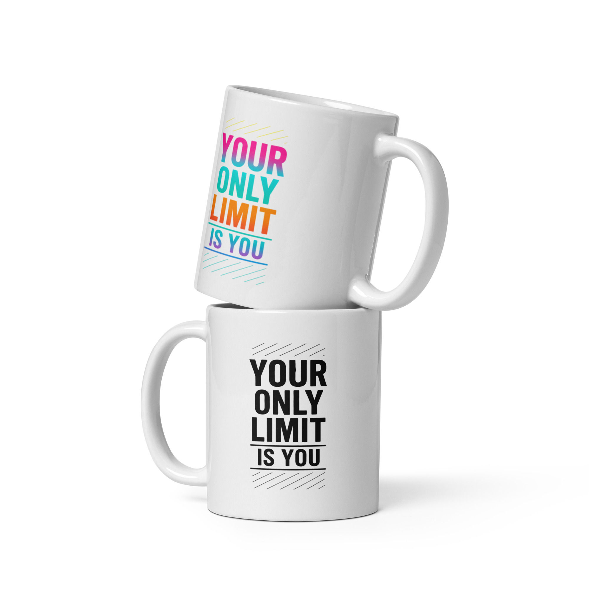 Your Only Limit Is You – Motivational Ceramic Coffee Mug | Glossy White
