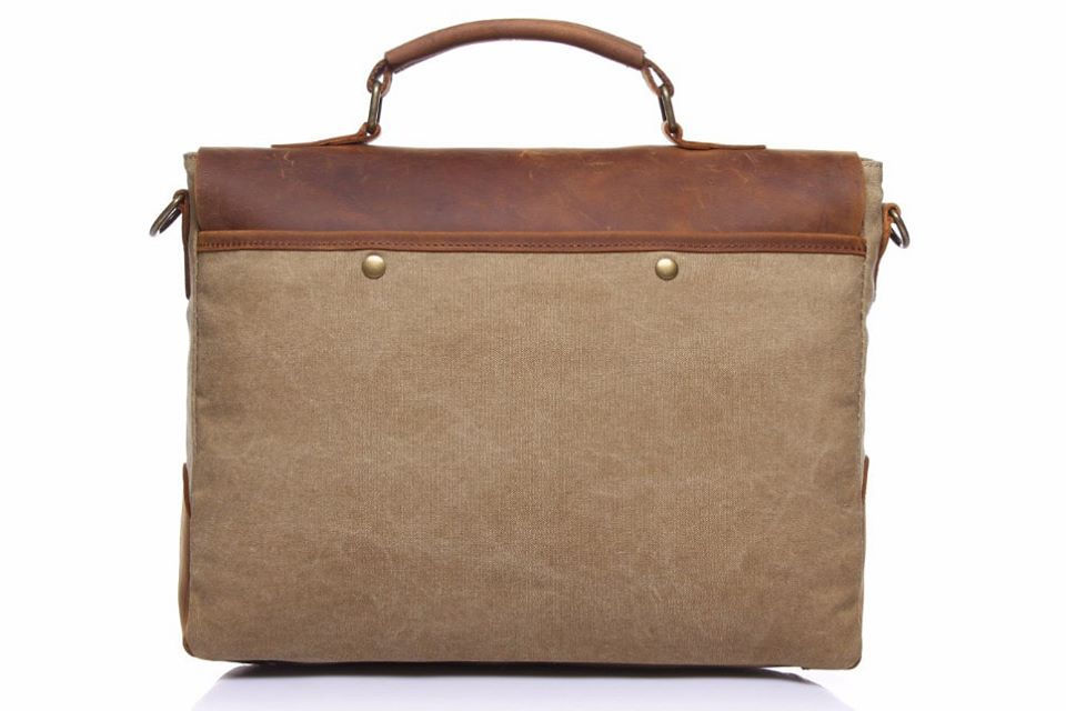 Thumbnail: Canvas & Leather trim laptop bag