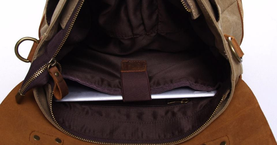 Thumbnail: Canvas & Leather trim laptop bag