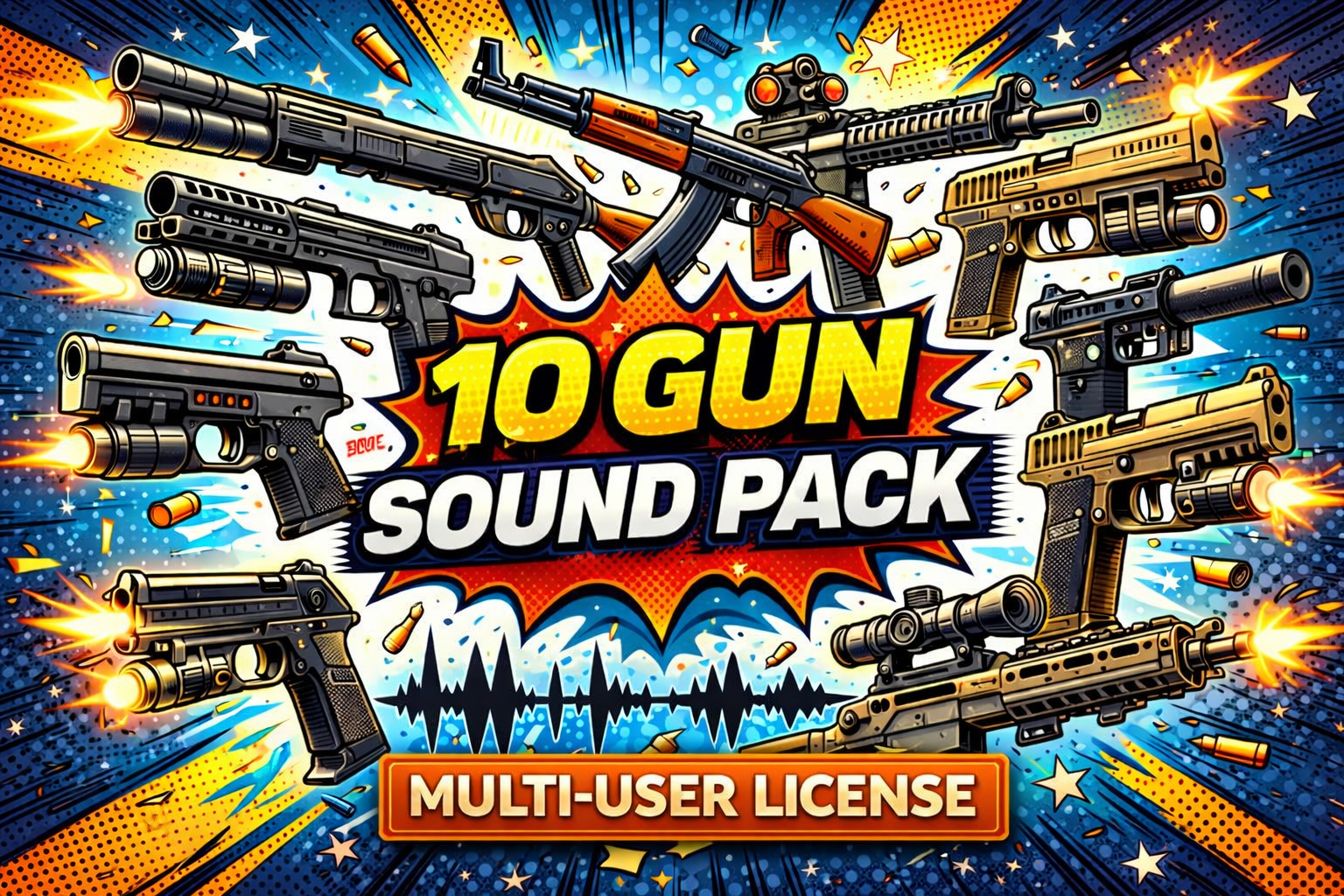 Multi-User: Gun Weapon Sound Effects Pack – 10 Guns, Realistic FPS Gun Audio