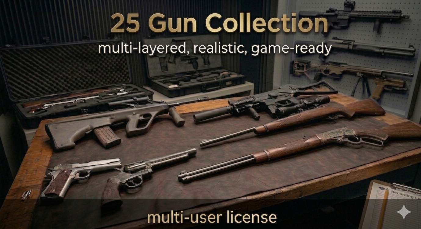 Multi-User: Gun Weapon Sound Effects Bundle – 25 Guns, Game Ready FPS Audio