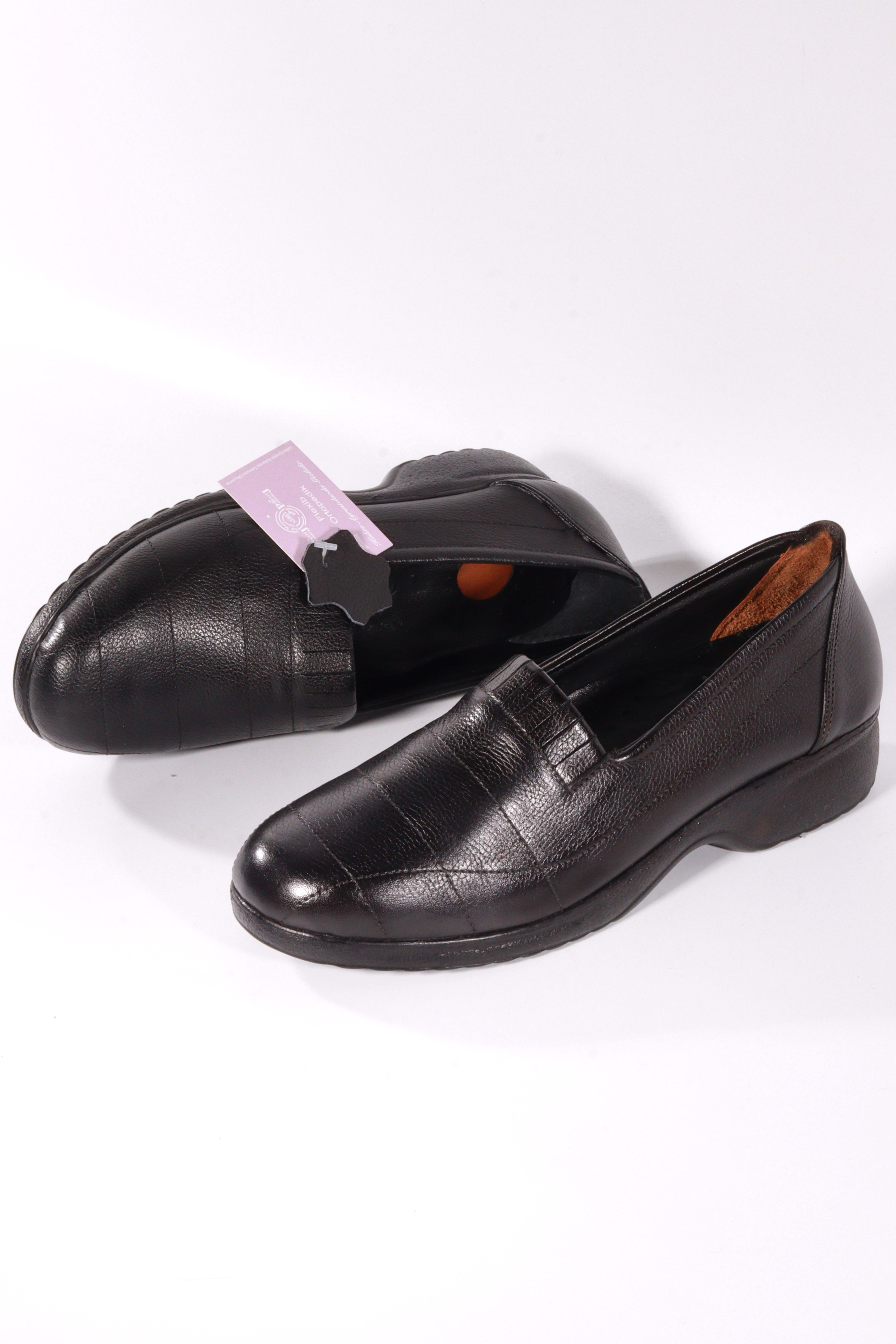 hakiki deri ortopedik kadın ayakkabı siyah rahat günlük ayakkabı