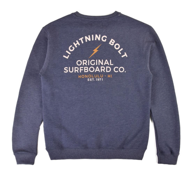 Lightning Bolt Venice Surf CO Crew blue back logo
