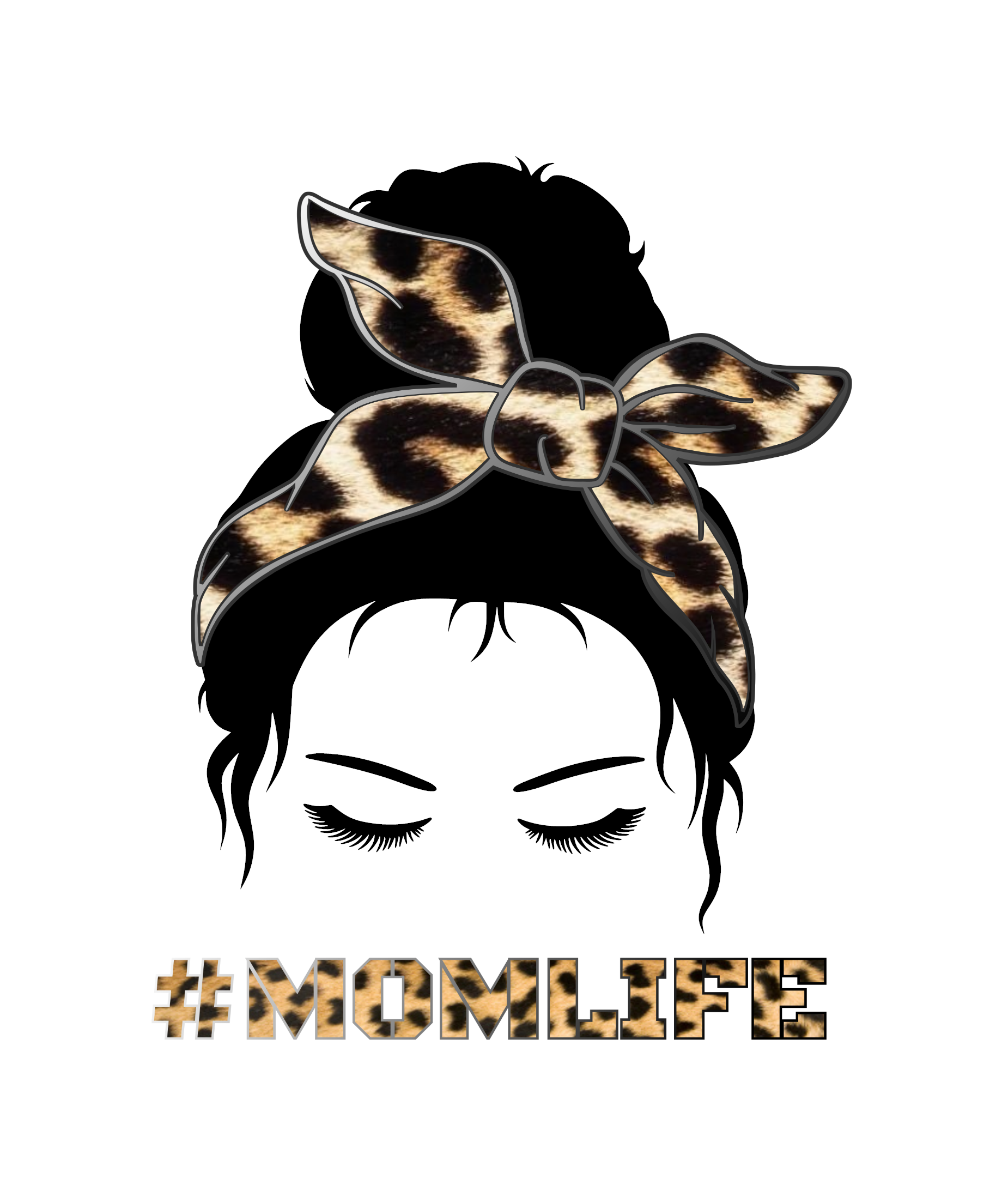 #MOMLIFE, Mom Sticker, Messy Bun
