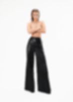 HEIRA Leatherwear Onyx Black Leather Pants High Waist Front