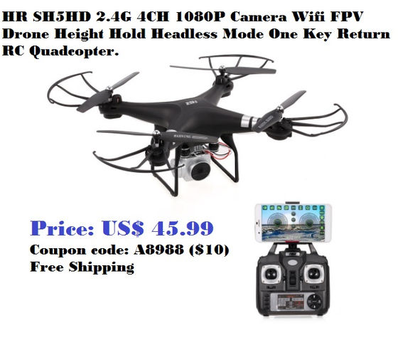 HR SH5HD 2.4G 4CH 1080P Camera Wifi FPV Drone @ $ 45.99