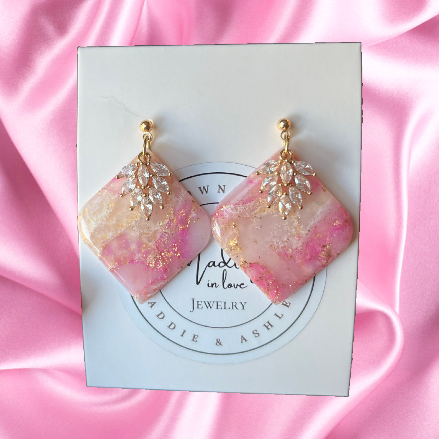 Olivia Dangles in Pink and Gold with Charm