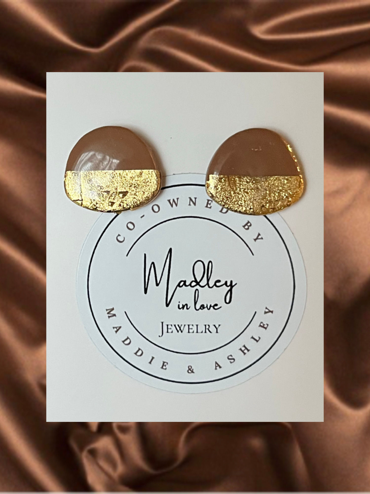 Kate Studs in Sienna and Gold Foil
