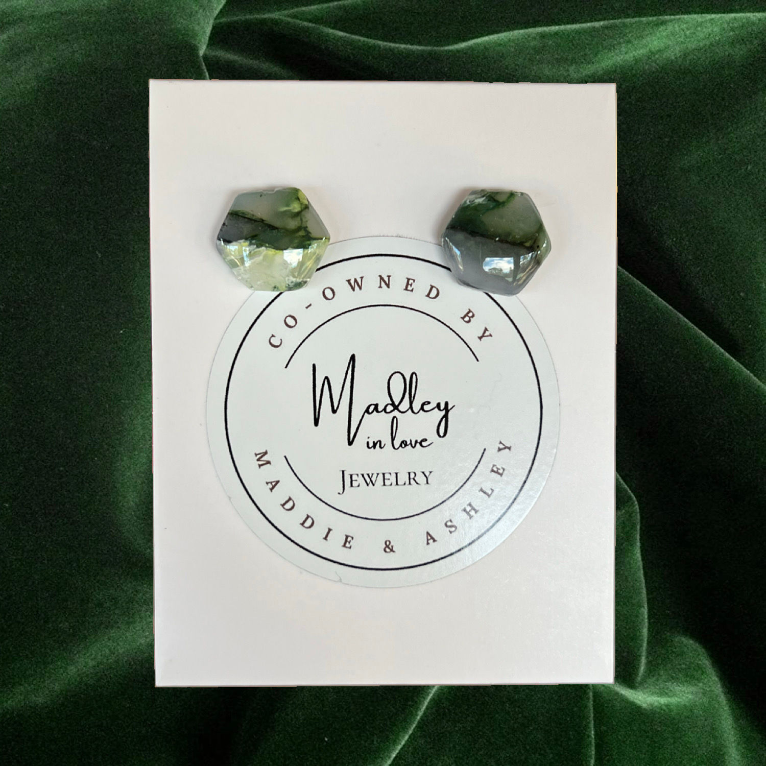 Mira Studs in Black, White, and Green