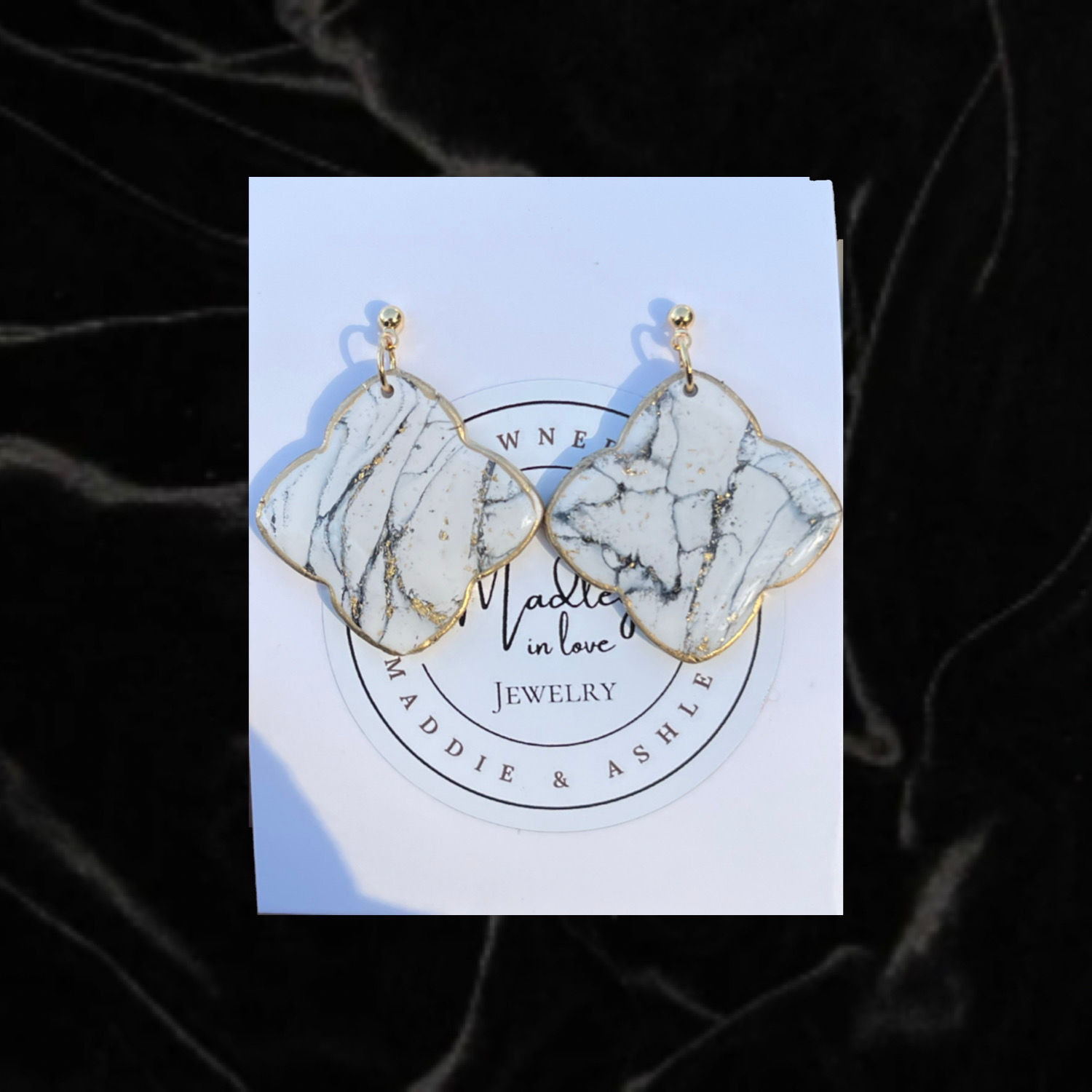 Harper Dangles in White Marble