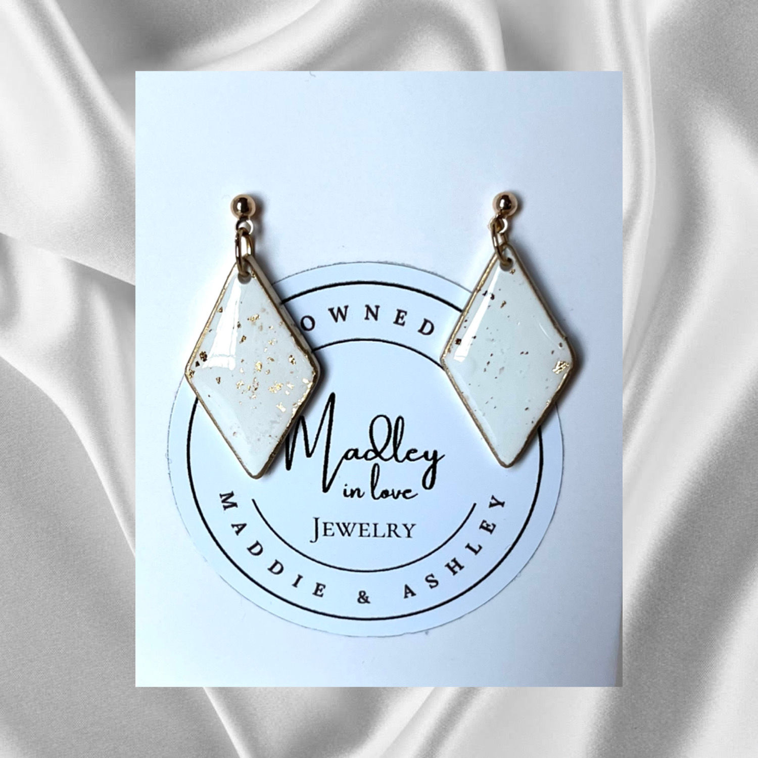 Small Chloe Dangles in White and Gold Flakes