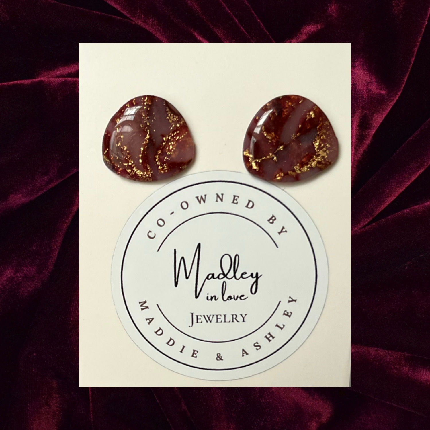 Kate Studs in Wine and Gold