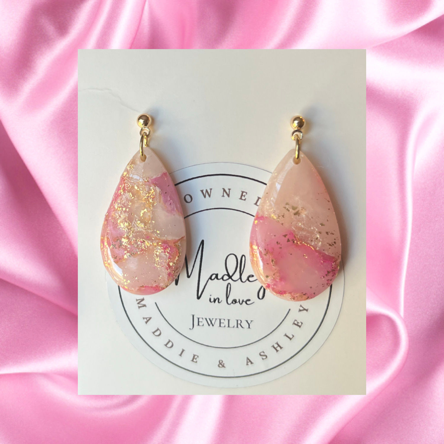 Medium Anna Dangles in Pink and Gold