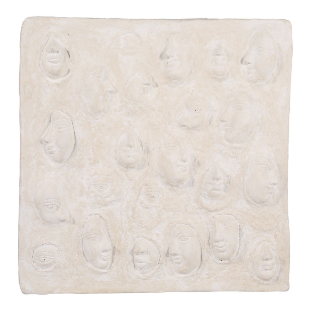 White Paper Mache Handcrafted Faces Wall Art