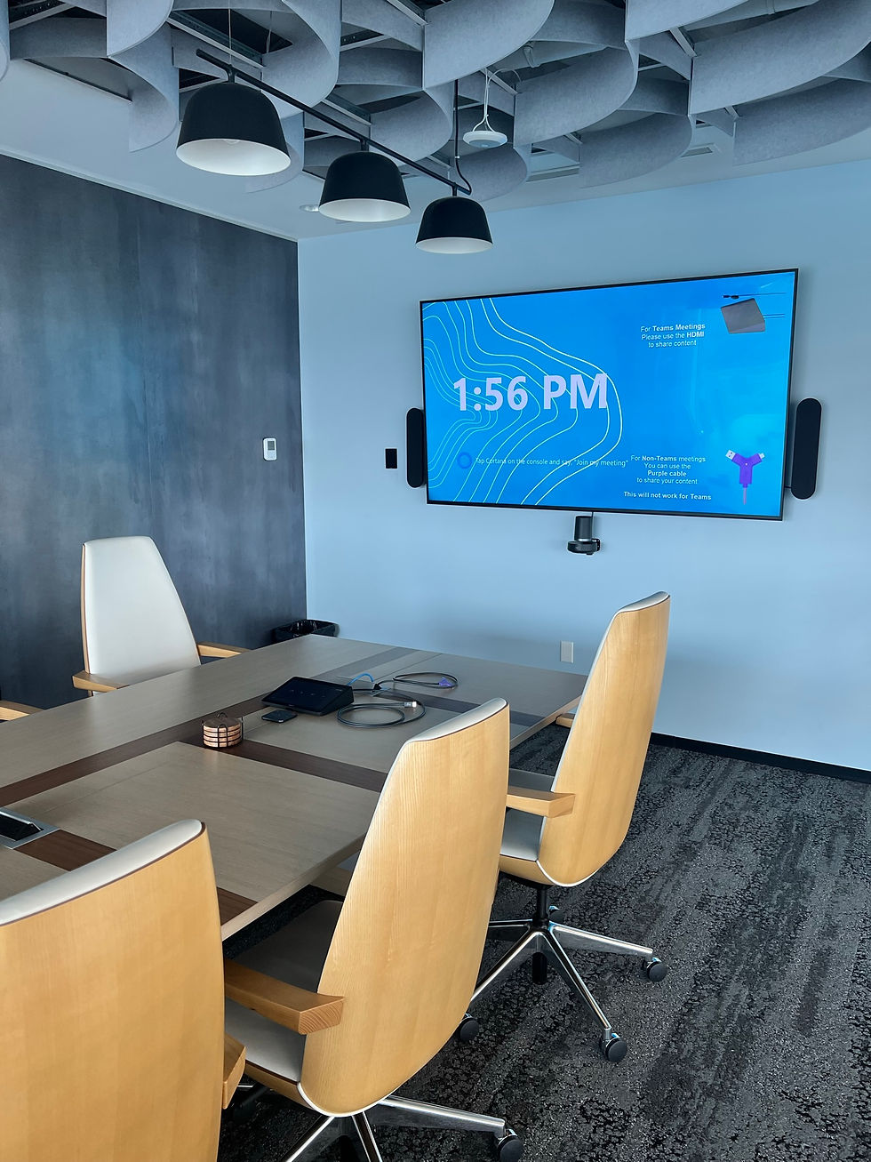 A videoconferencing system in a medium-sized boardroom