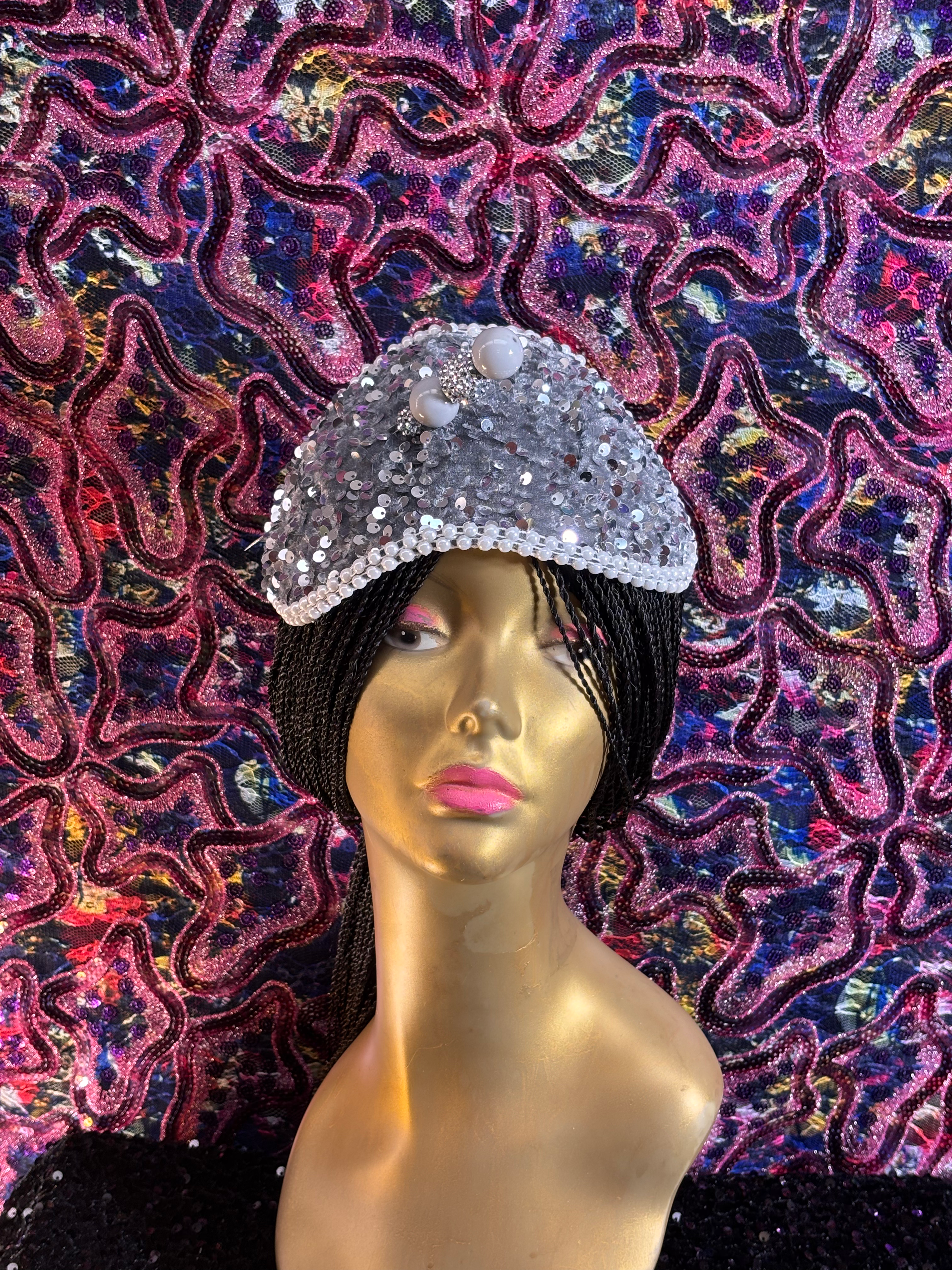 Light Grey/Silver Sequin Half w/pin